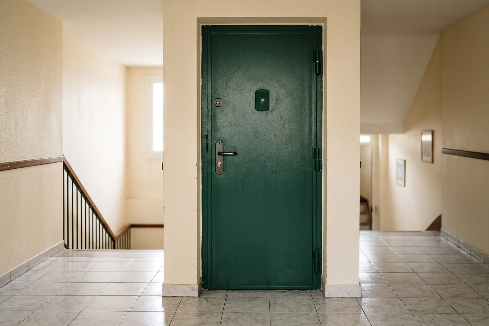 Porte blindée sur le palier d'une résidence à Champigny-sur-Marne